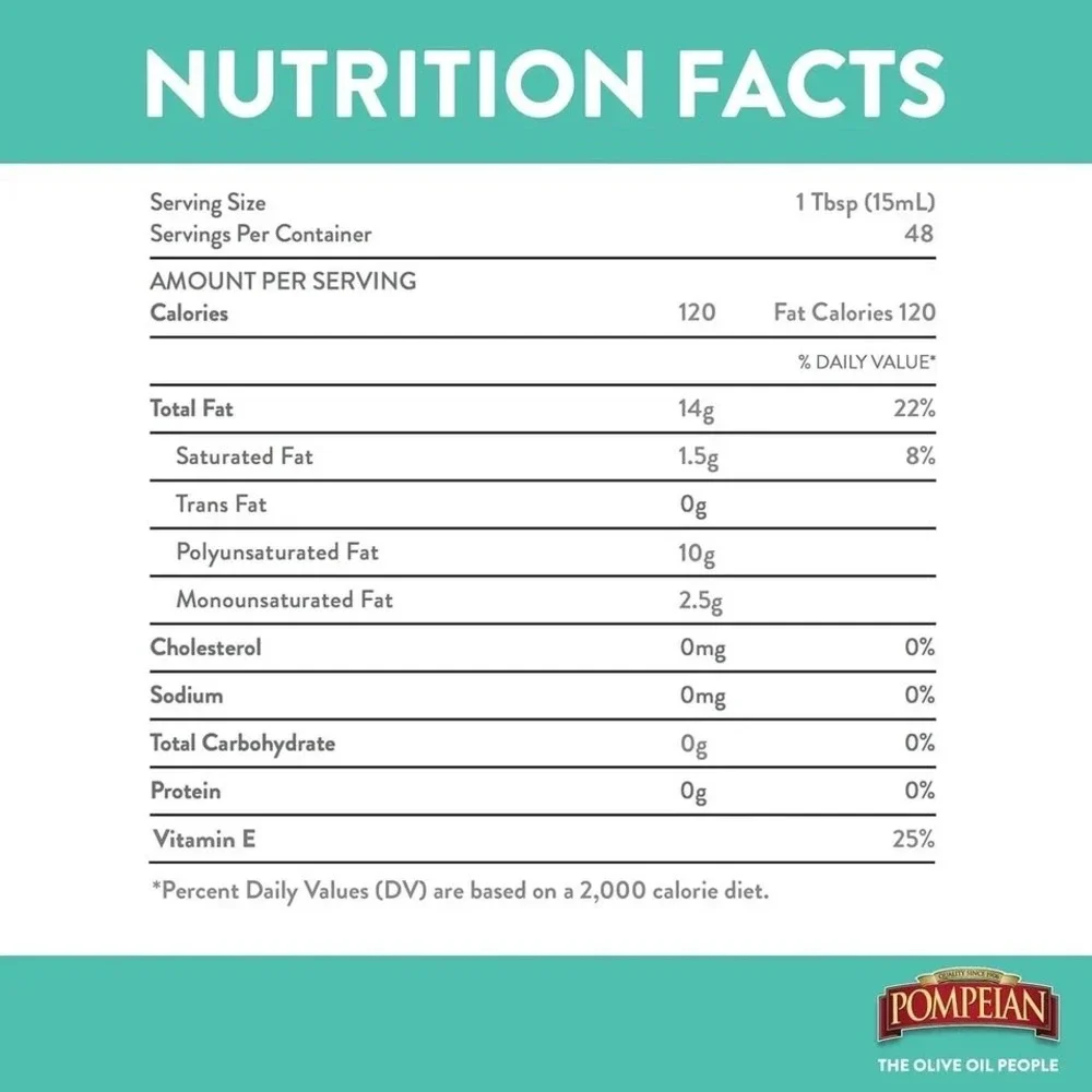 Pompeian 100% Grapeseed Oil for High-Heat Pack of 6 - 24oz Bottles - Exp 10/2027